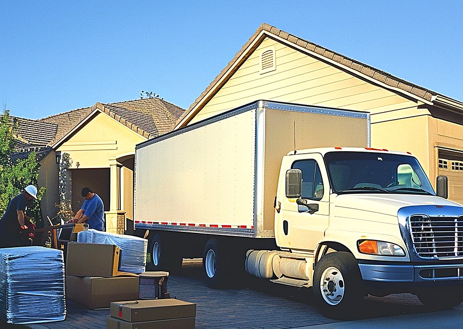 Movers loading a truck in Sterling Heights, Michigan