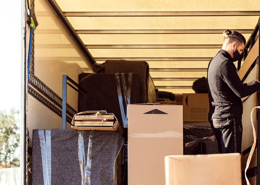 Movers loading a truck in Lincoln, Nebraska