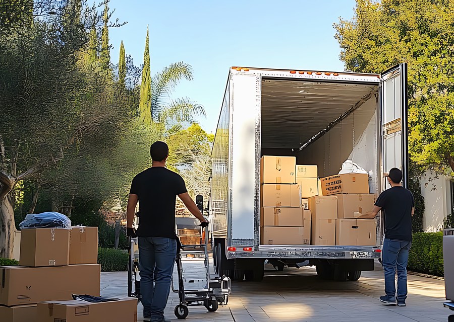Movers loading a truck in Springfield, Massachusetts