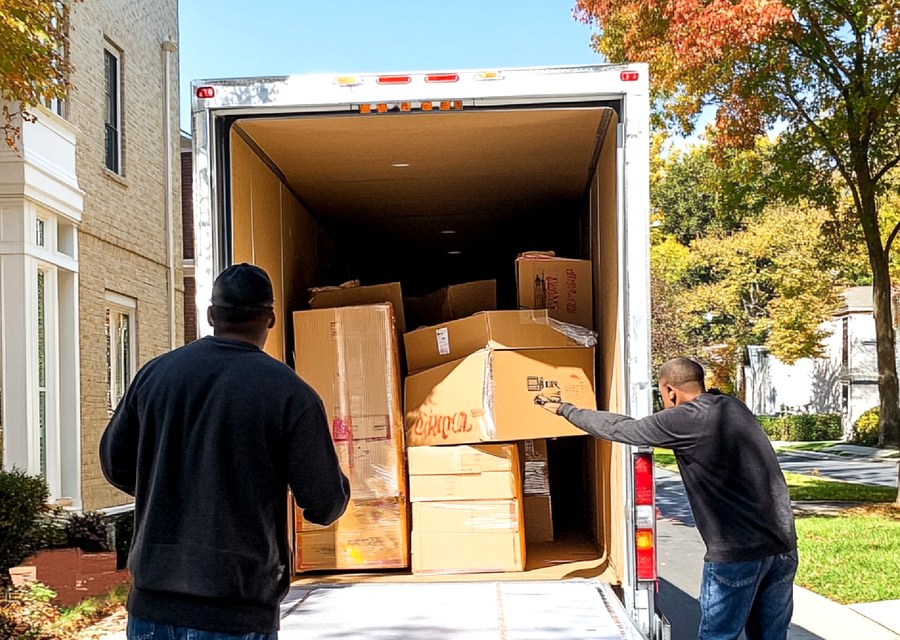 Movers loading a truck in Burlington, Vermont