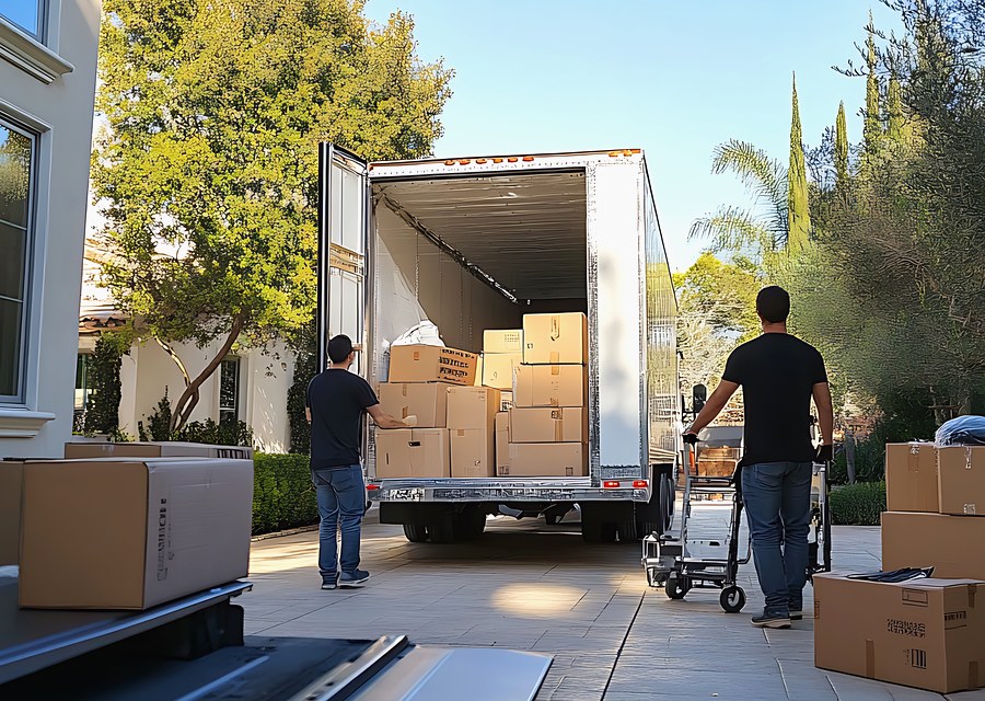Movers loading a truck in Aurora, Colorado