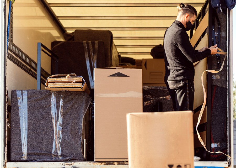Movers loading a truck in Stamford, Connecticut