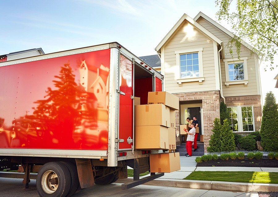 Movers loading a truck in Lake Charles, Louisiana
