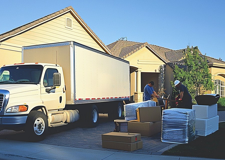 Movers loading a truck in Fresno, California