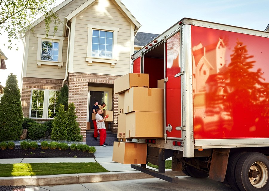 Movers loading a truck in Omaha, Nebraska