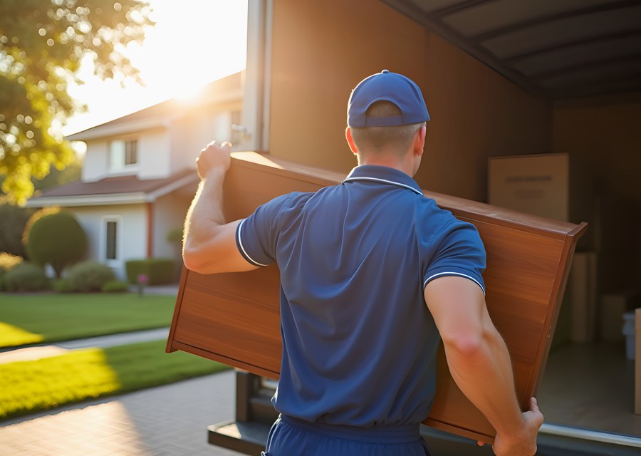 Packed moving truck ready for cross-country transport