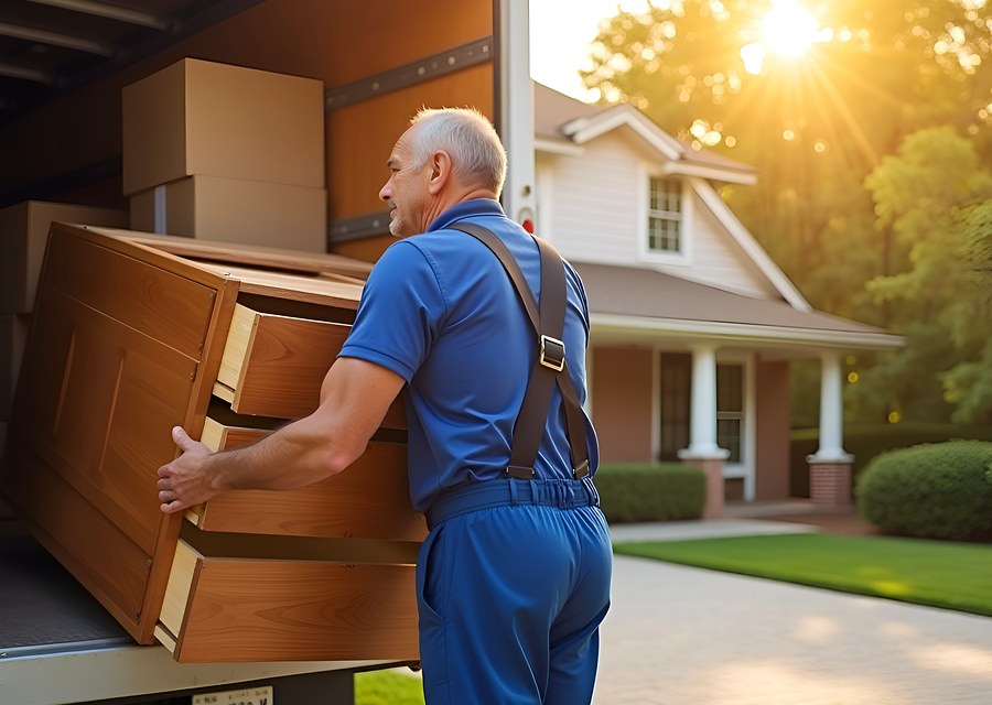 Packed moving truck ready for cross-country transport