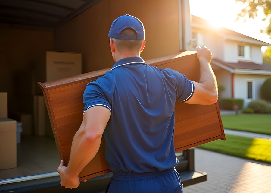 Packed moving truck ready for cross-country transport