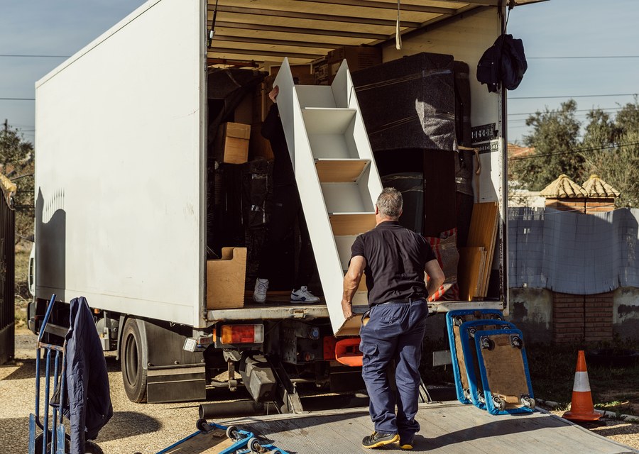 Packed moving truck ready for cross-country transport