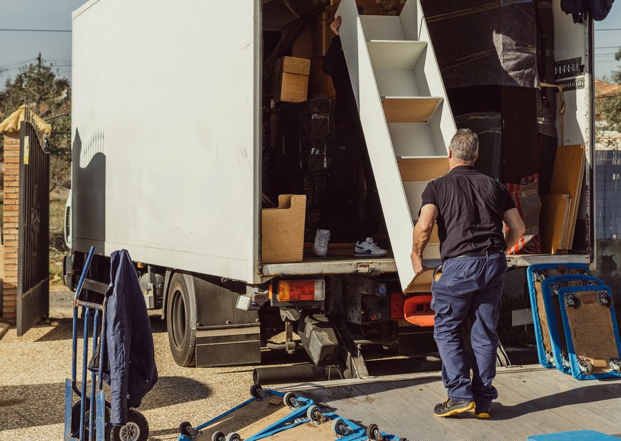 Packed moving truck ready for cross-country transport