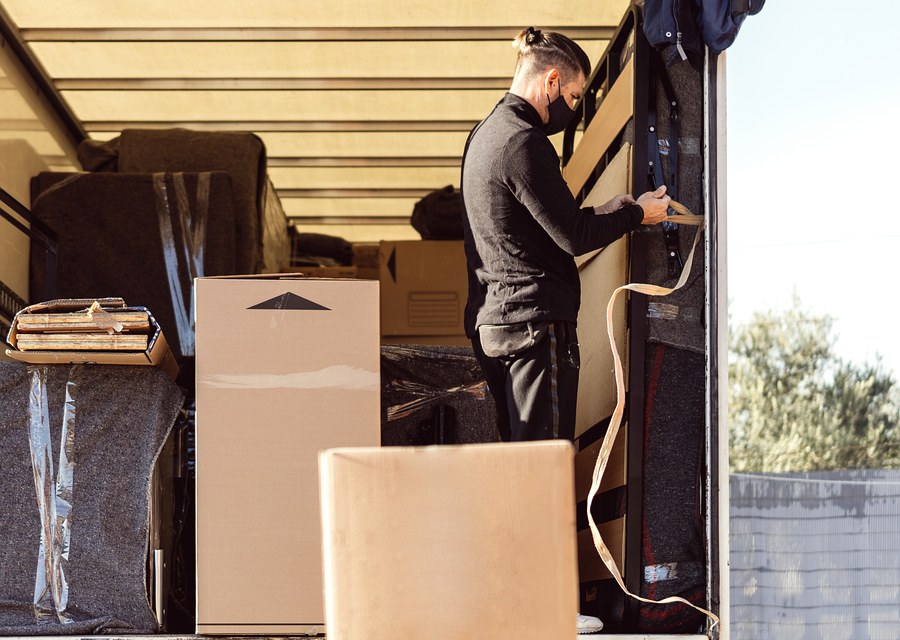 Packed moving truck ready for cross-country transport