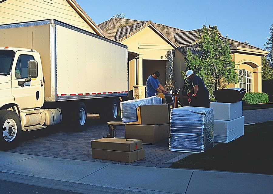 Packed moving truck ready for cross-country transport