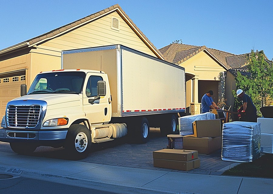 Packed moving truck ready for cross-country transport