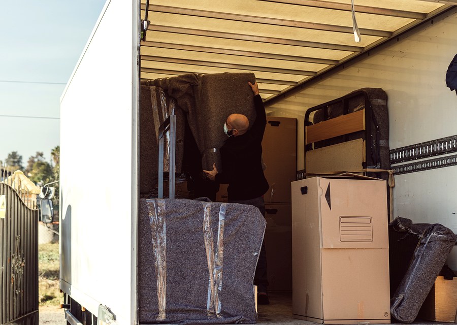 Packed moving truck ready for cross-country transport