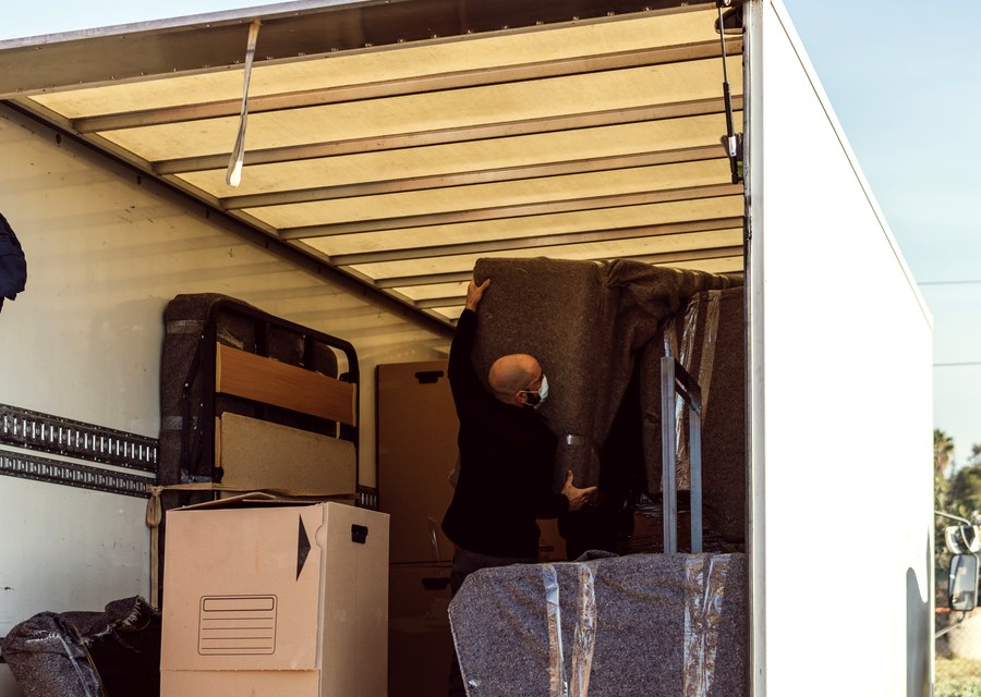 Packed moving truck ready for cross-country transport