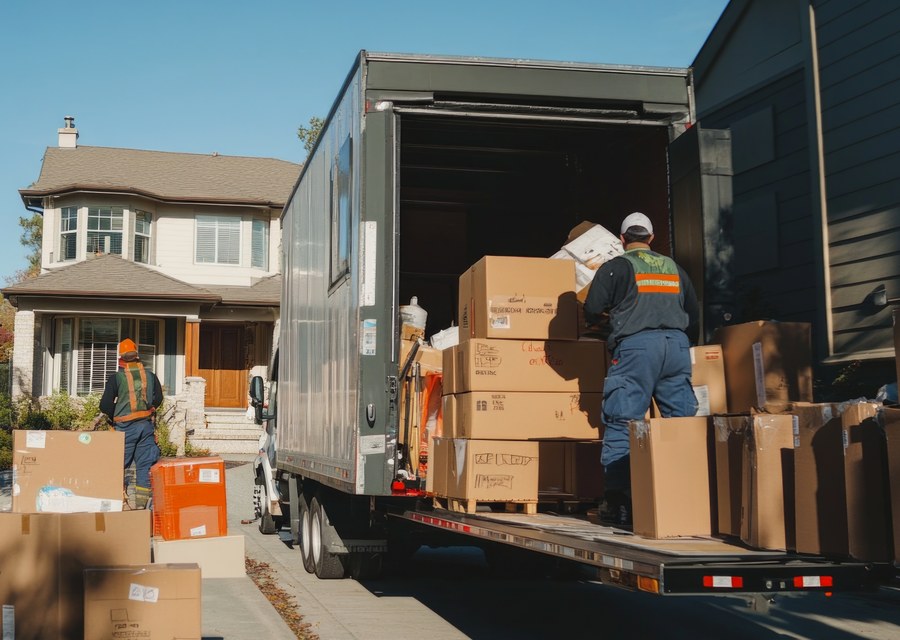 Packed moving truck ready for cross-country transport