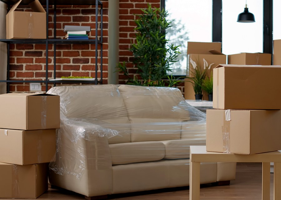 Packed moving truck ready for cross-country transport