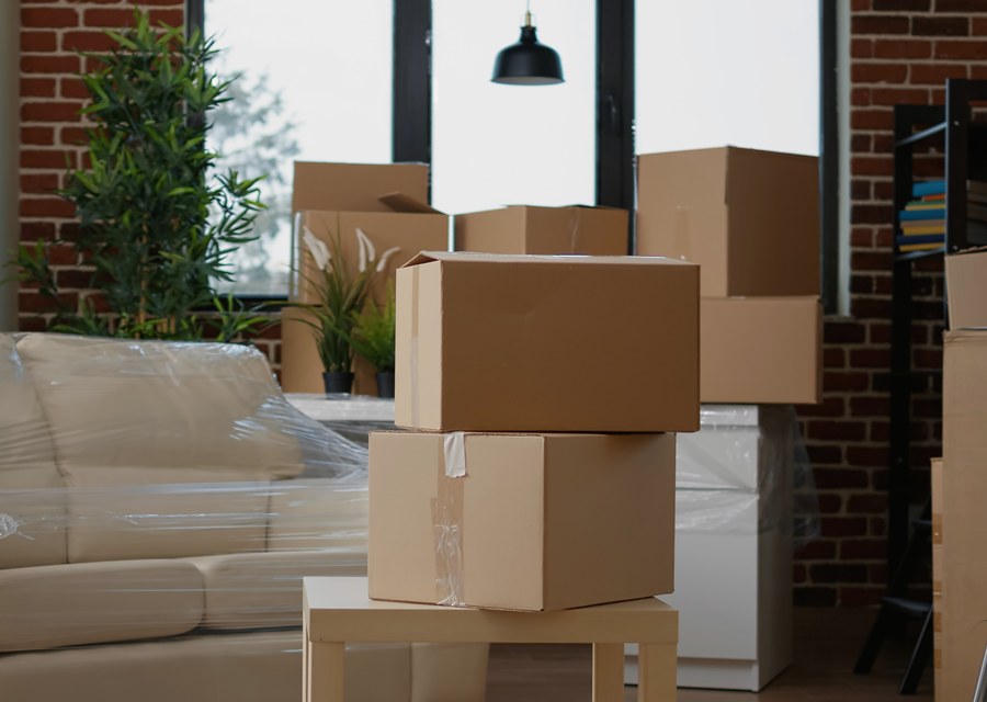 Packed moving truck ready for cross-country transport