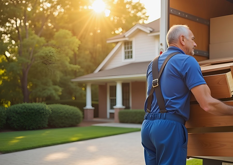 Packed moving truck ready for cross-country transport