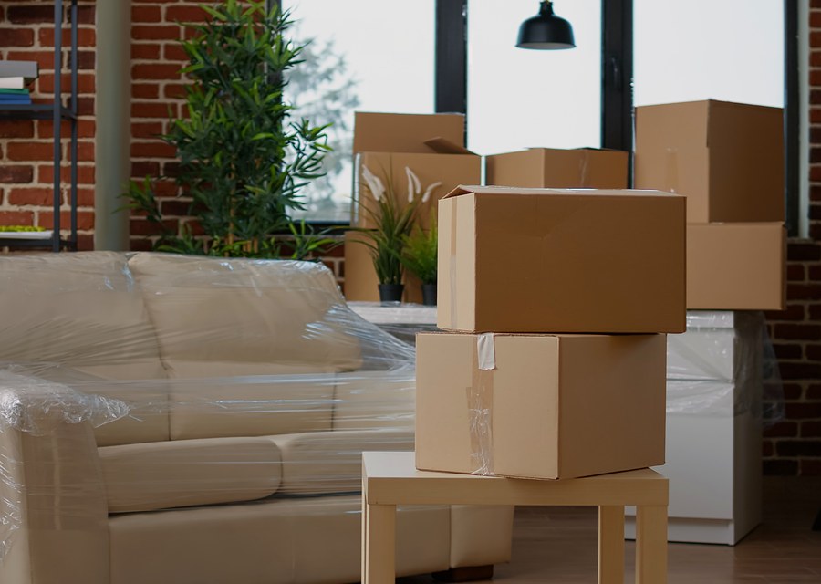 Packed moving truck ready for cross-country transport