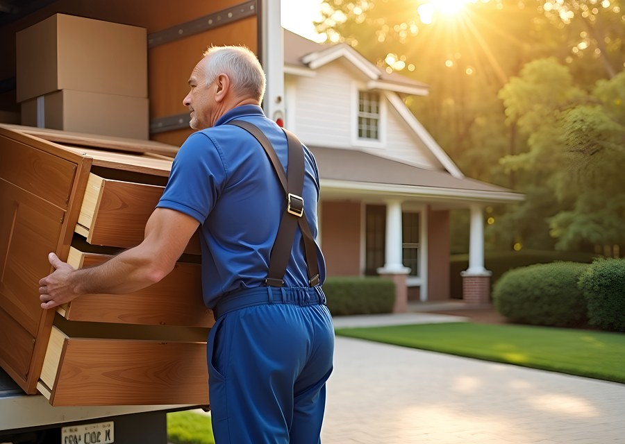 Packed moving truck ready for cross-country transport