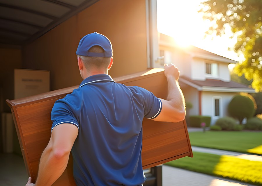 Packed moving truck ready for cross-country transport