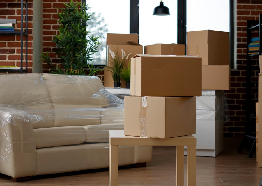 Packed moving truck ready for cross-country transport