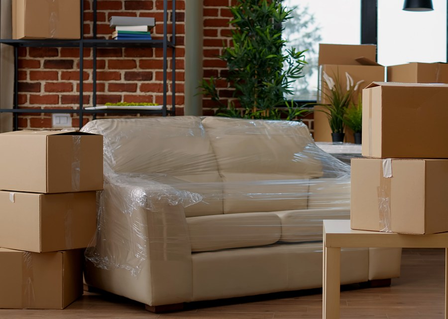 Packed moving truck ready for cross-country transport