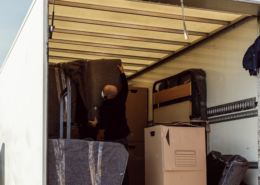 Packed moving truck ready for cross-country transport