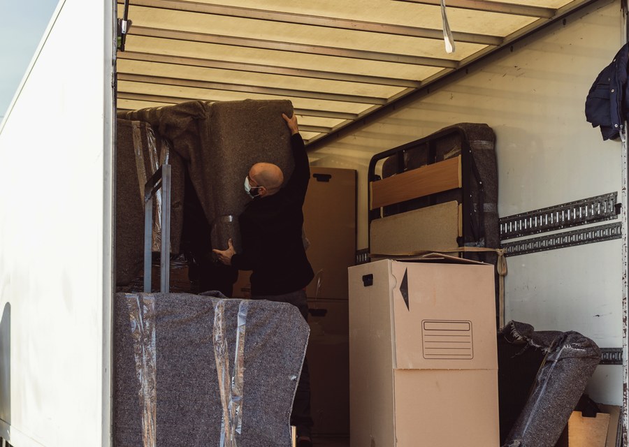 Packed moving truck ready for cross-country transport