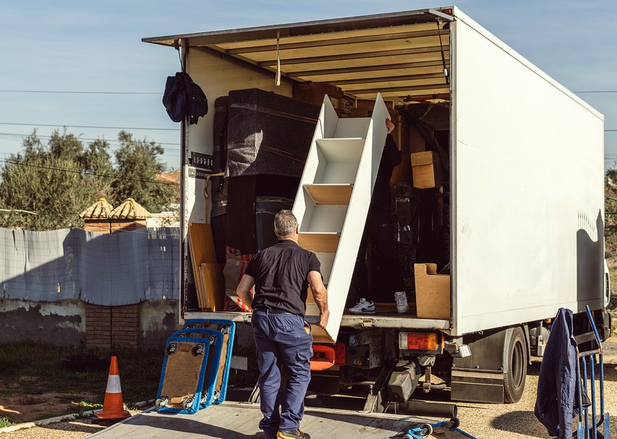 Packed moving truck ready for cross-country transport