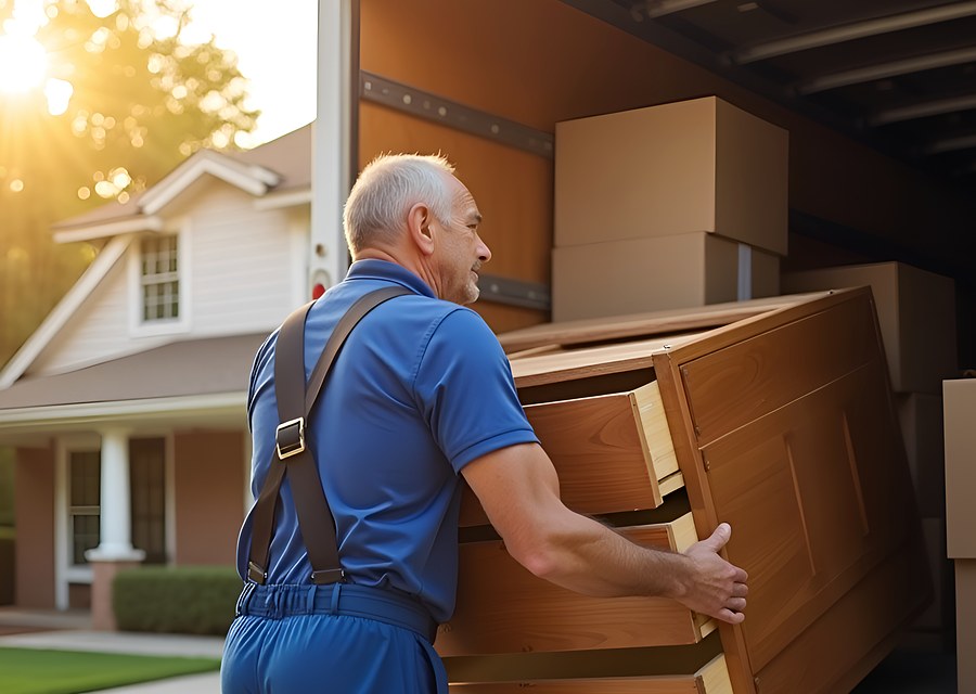 Packed moving truck ready for cross-country transport