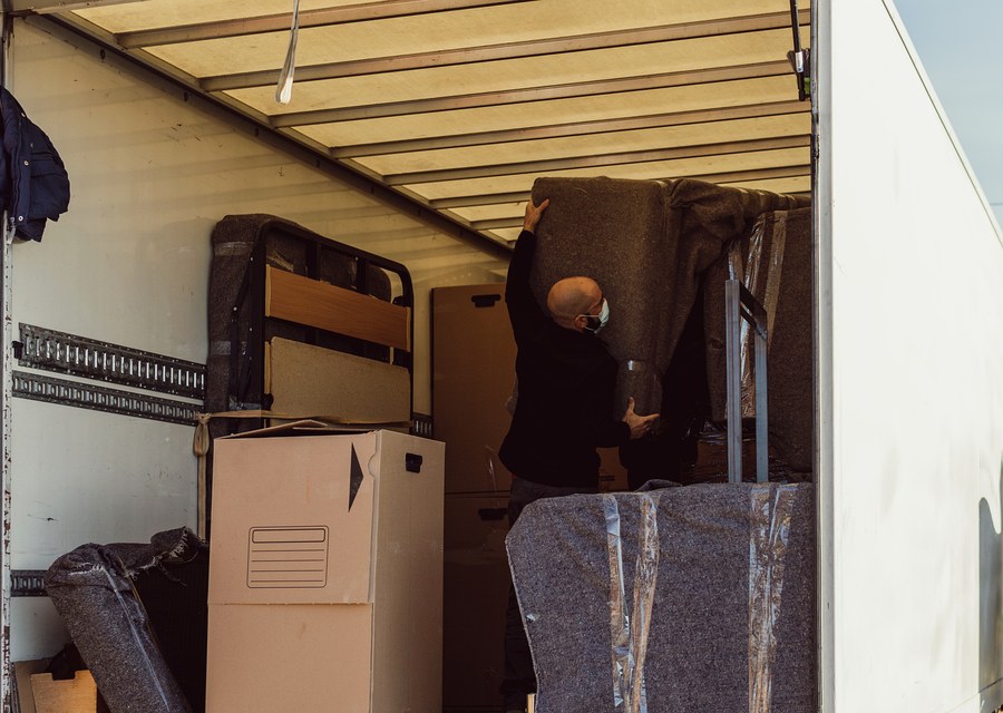 Packed moving truck ready for cross-country transport