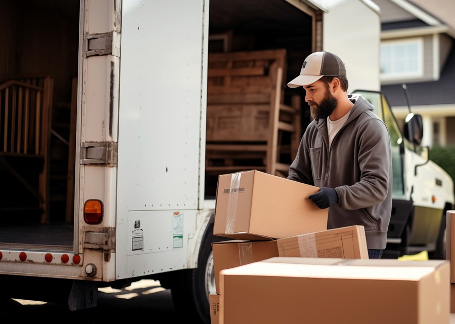Packed moving truck ready for cross-country transport