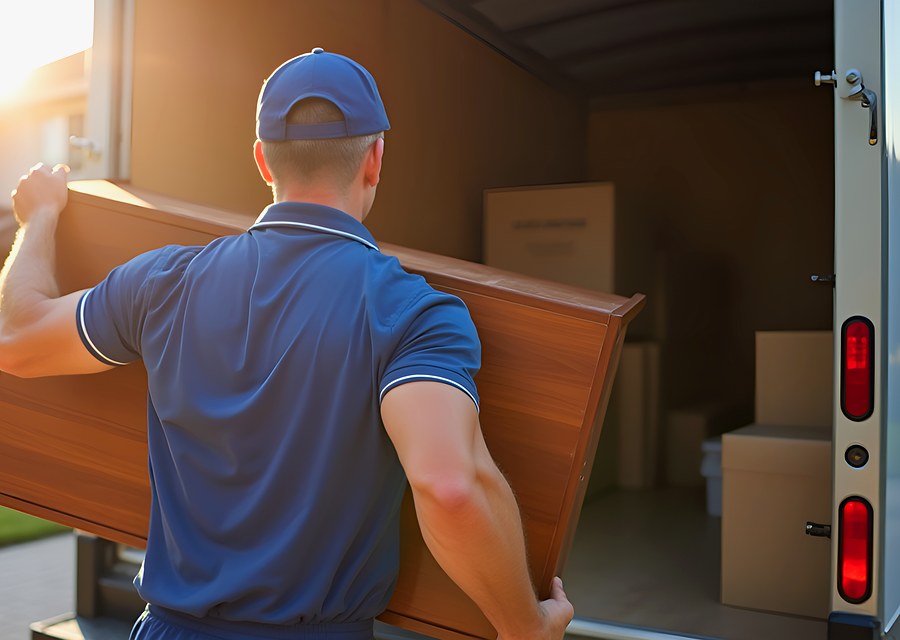 Packed moving truck ready for cross-country transport