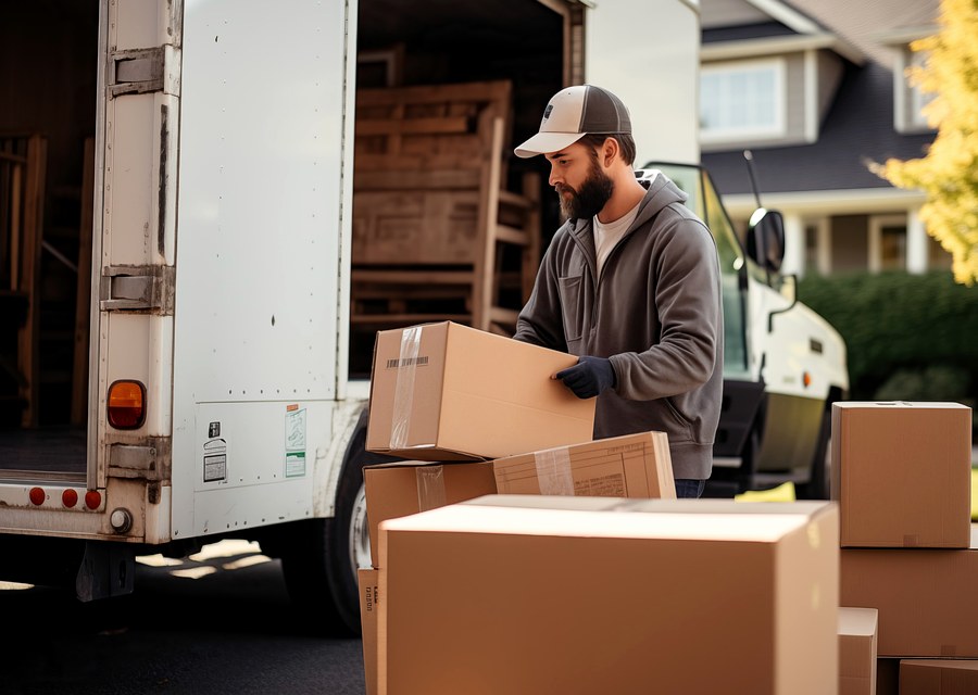 Packed moving truck ready for cross-country transport