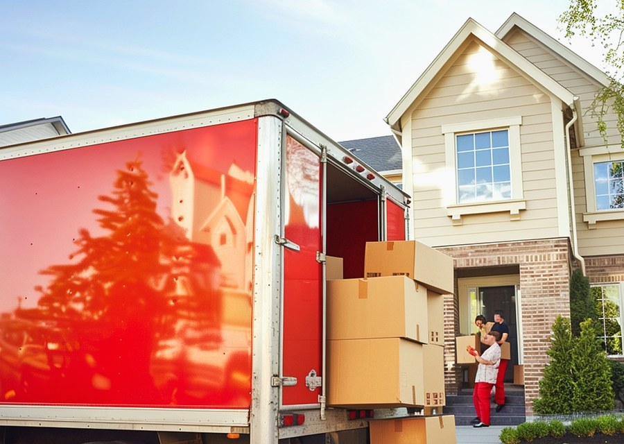 Packed moving truck ready for cross-country transport