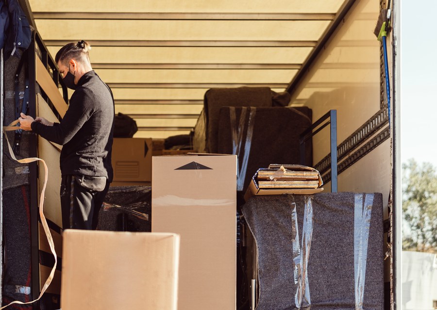 Packed moving truck ready for cross-country transport