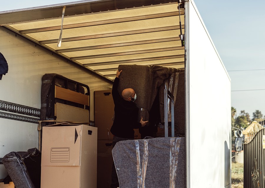 Packed moving truck ready for cross-country transport