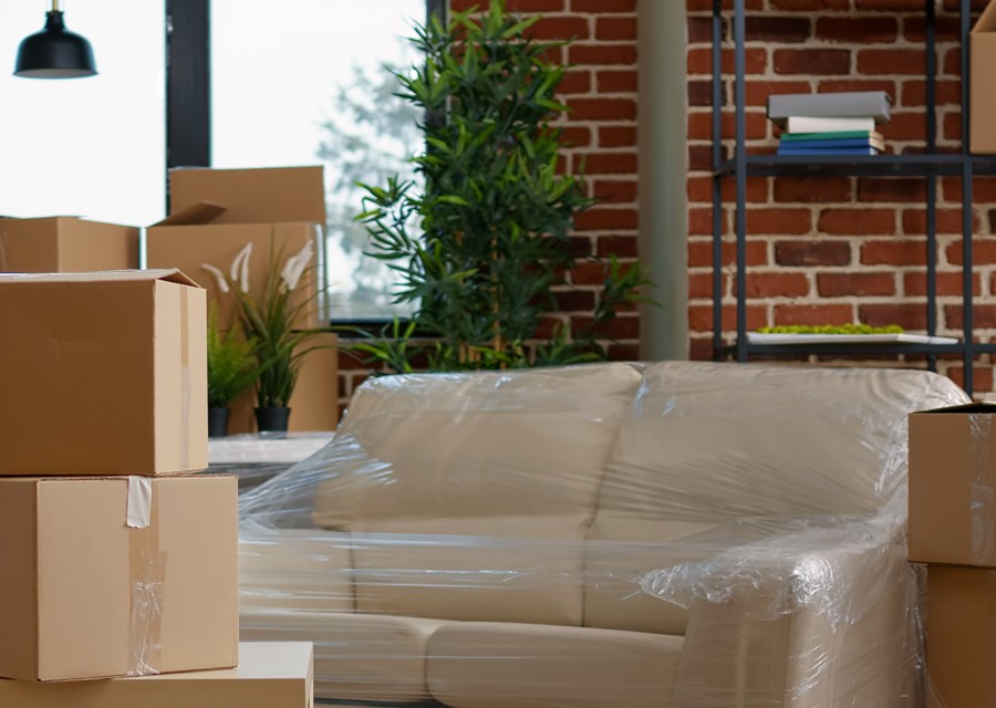 Packed moving truck ready for cross-country transport