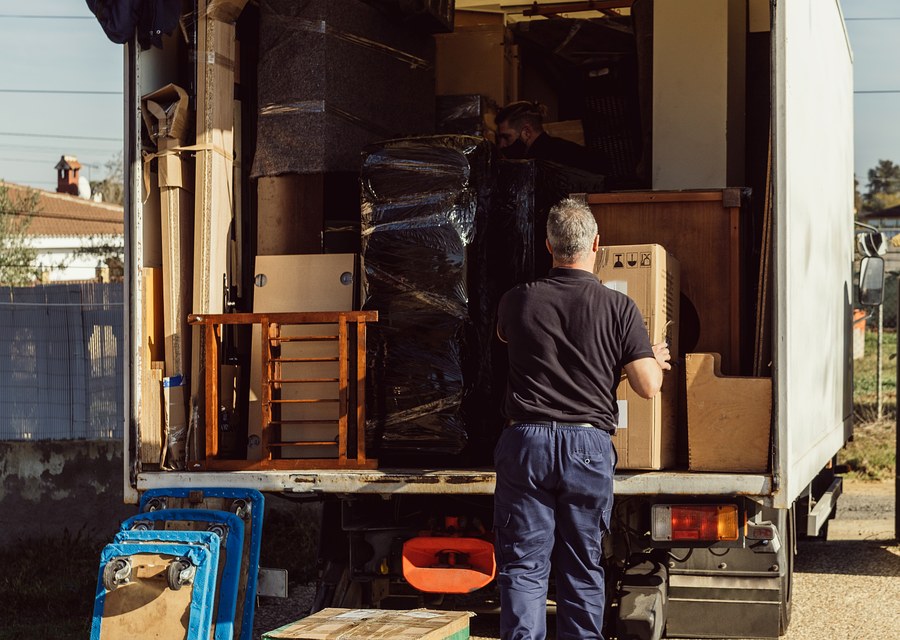Packed moving truck ready for cross-country transport