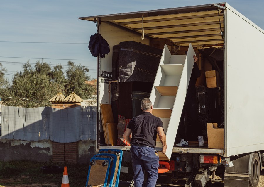 Packed moving truck ready for cross-country transport