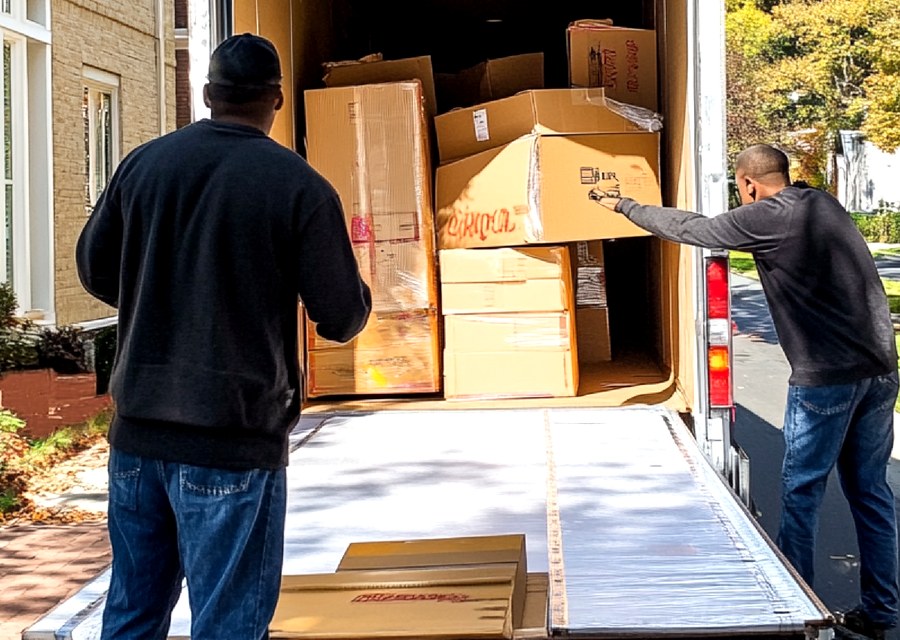 Packed moving truck ready for cross-country transport