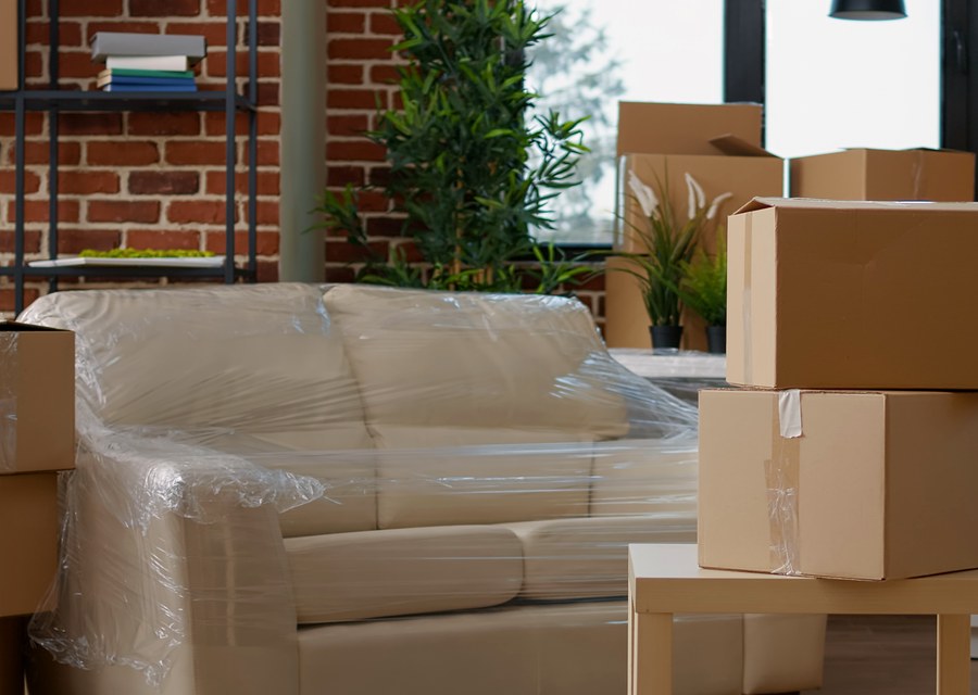 Packed moving truck ready for cross-country transport
