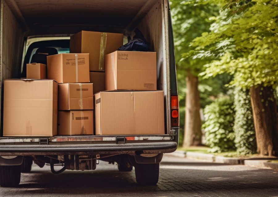 Packed moving truck ready for cross-country transport