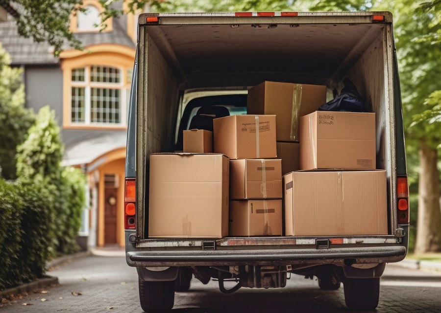 Packed moving truck ready for cross-country transport