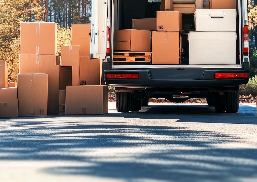 Packed moving truck ready for cross-country transport
