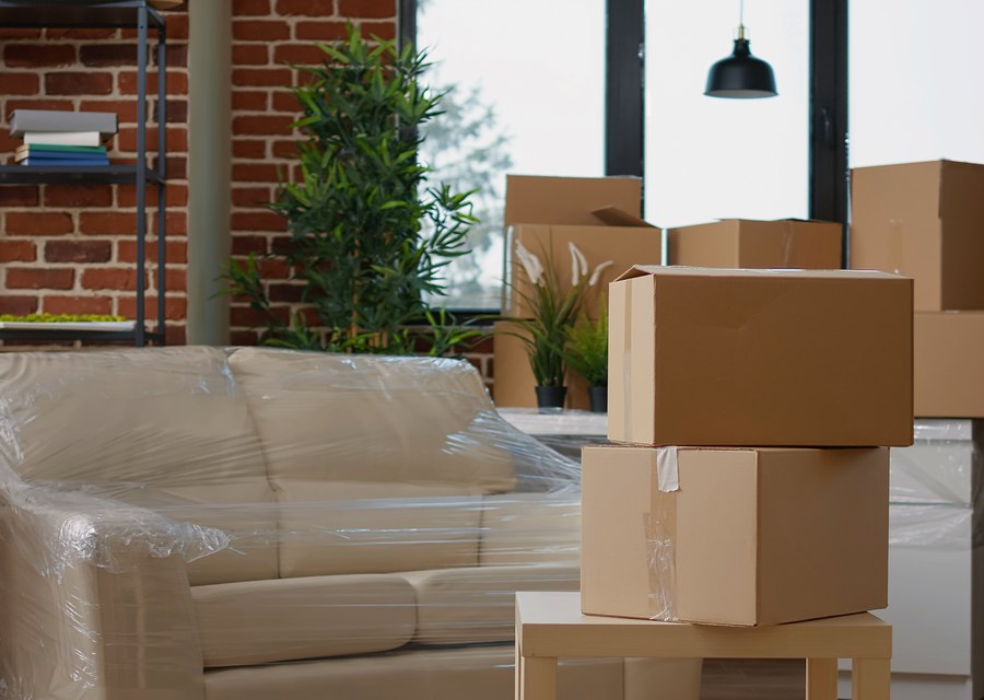 Packed moving truck ready for cross-country transport