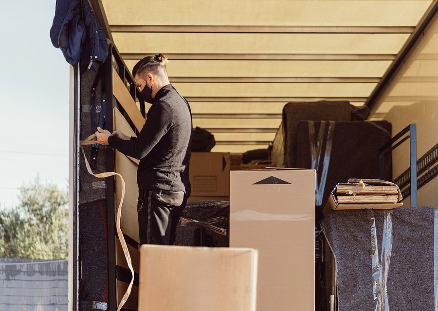 Packed moving truck ready for cross-country transport