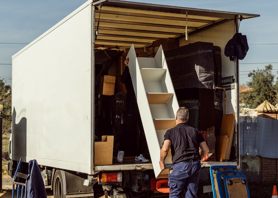 Packed moving truck ready for cross-country transport